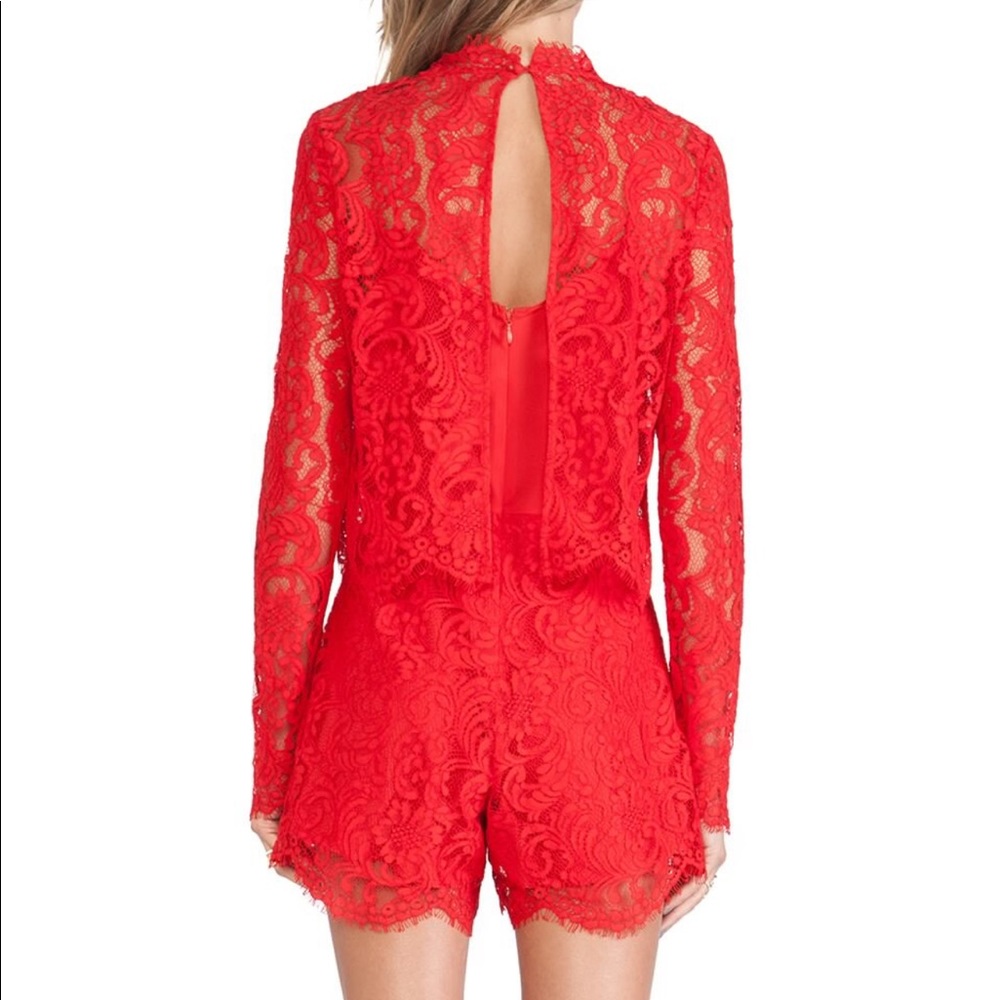 Saylor Savannah Red Lace Romper Two Piece - Picture 9 of 10